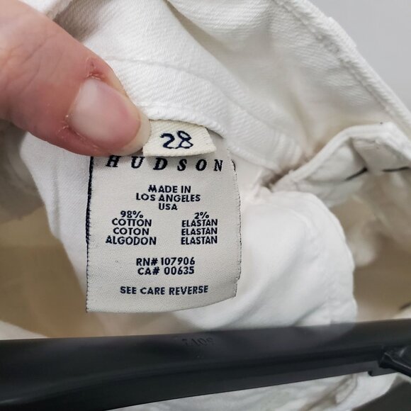 Hudson Women's White Denim Low Rise Flap Pocket Flare Leg Jeans USA Made Size 28 - Picture 5 of 9